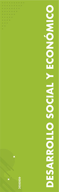 Imagen de color verde con el título desarrollo social y económico 