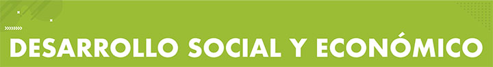 Imagen de color verde con el título desarrollo social y económico